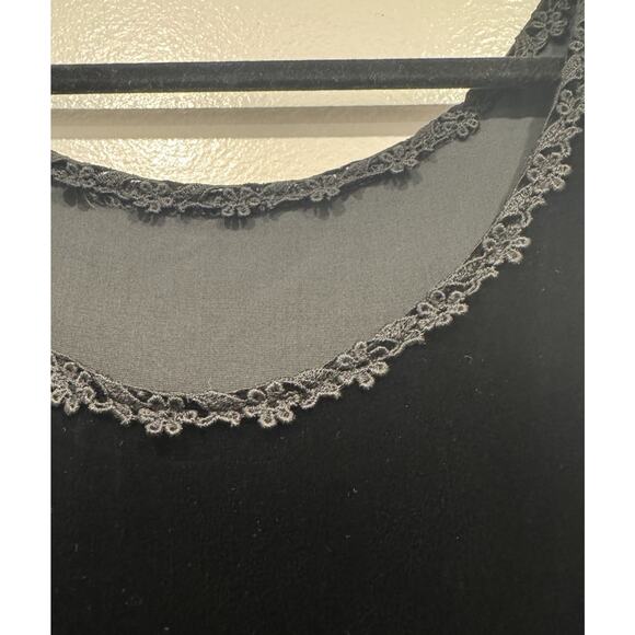 Astoria Designs Black Silk Blend Velvet Maxi Dress XL Whimsigoth Floral Trim - Picture 3 of 7